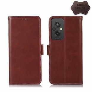 For Xiaomi Redmi 11 Prime 4G Magnetic Crazy Horse Texture Genuine Leather RFID Phone Case(Brown)