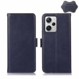 For Xiaomi Redmi Note 12 Pro+ China Magnetic Crazy Horse Texture Genuine Leather RFID Phone Case(Blue)