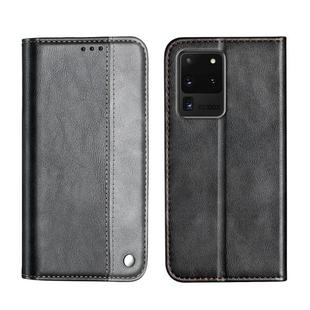 For Galaxy S20 Ultra Business Solid Color Stitching Horizontal Flip Leather Case with Holder & Card Slots(Grey)