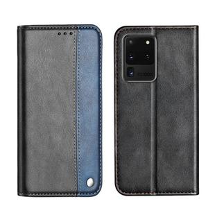 For Galaxy S20 Ultra Business Solid Color Stitching Horizontal Flip Leather Case with Holder & Card Slots(Blue)
