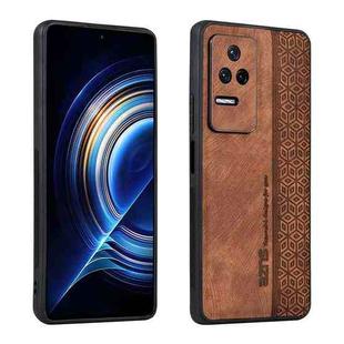 For Xiaomi Poco F4 / Redmi K40S AZNS 3D Embossed Skin Feel Phone Case(Brown)