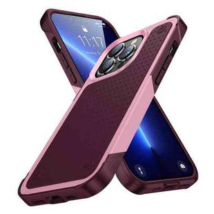 For iPhone 13 Pro Max PC + TPU Shockproof Protective Phone Case(Pink+Dark Red)