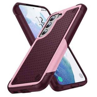 For Samsung Galaxy S21 5G PC + TPU Shockproof Protective Phone Case(Pink+Dark Red)