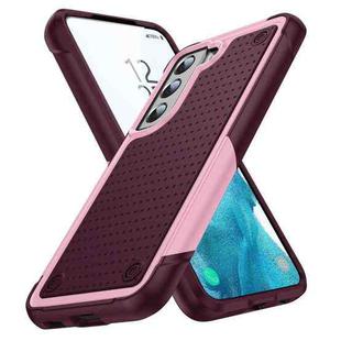 For Samsung Galaxy S22 5G PC + TPU Shockproof Protective Phone Case(Pink+Dark Red)
