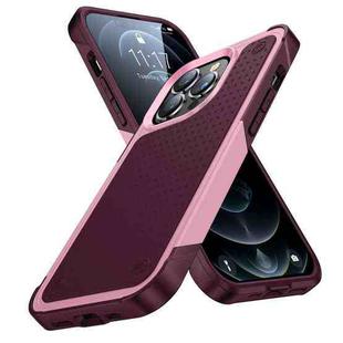 For iPhone 12 Pro PC + TPU Shockproof Protective Phone Case(Pink+Dark Red)