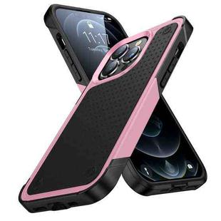 For iPhone 12 Pro PC + TPU Shockproof Protective Phone Case(Pink+Black)