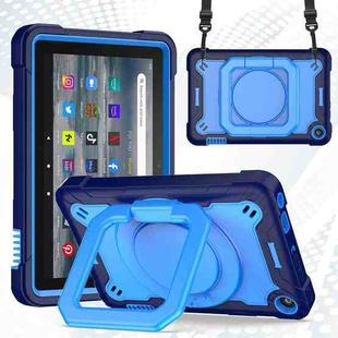 For Amazon Kindle Fire 7 2022 Silicone + PC Bracelet Holder Tablet Case(Navy Blue + Blue)