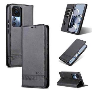 For Xiaomi 12T / 12T Pro / Redmi K50 Ultra AZNS Magnetic Calf Texture Flip Leather Phone Case(Black)