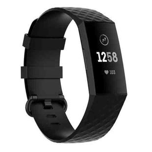 18mm Silver Color Buckle TPU Wrist Strap Watch Band for Fitbit Charge 4 / Charge 3 / Charge 3 SE, Size: L(Black)