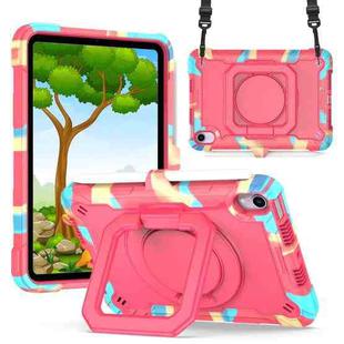 For iPad mini 6 Silicone + PC Bracelet Holder Tablet Case(Camouflage + Rose Red)