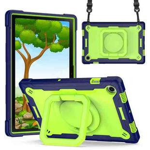 For Samsung Galaxy Tab A8 10.5 2021 Silicone + PC Bracelet Holder Tablet Case(Navy Blue + Yellow Green)