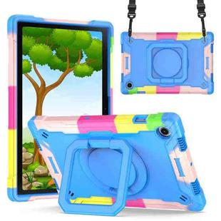 For Samsung Galaxy Tab A8 10.5 2021 Silicone + PC Bracelet Holder Tablet Case(Camouflage + Blue)