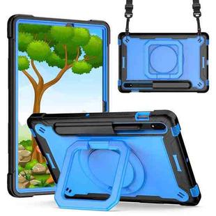 For Samsung Galaxy Tab S7 / S8 Silicone + PC Bracelet Holder Tablet Case(Black + Blue)