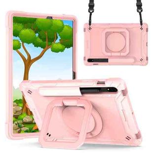 For Samsung Galaxy Tab S7 / S8 Silicone + PC Bracelet Holder Tablet Case(Rose Gold)