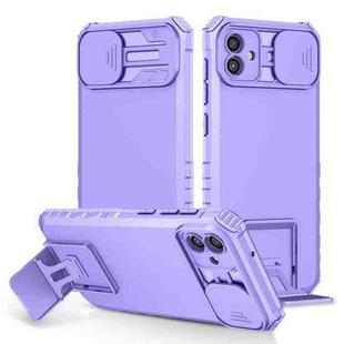 For Samsung Galaxy A04 4G Stereoscopic Holder Sliding Camshield Phone Case(Purple)