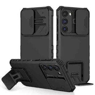 For Samsung Galaxy S23+ 5G Stereoscopic Holder Sliding Camshield Phone Case(Black)