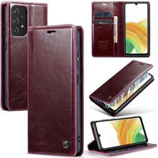 For Samsung Galaxy A33 5G CaseMe 003 Crazy Horse Texture Leather Phone Case(Wine Red)