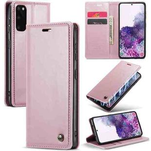 For Samsung Galaxy S20 CaseMe 003 Crazy Horse Texture Leather Phone Case(Rose Gold)