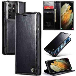 For Samsung Galaxy S21 Ultra 5G CaseMe 003 Crazy Horse Texture Leather Phone Case(Black)