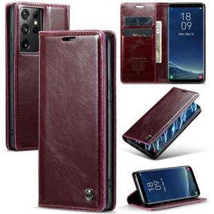 For Samsung Galaxy S8 CaseMe 003 Crazy Horse Texture Leather Phone Case(Wine Red)