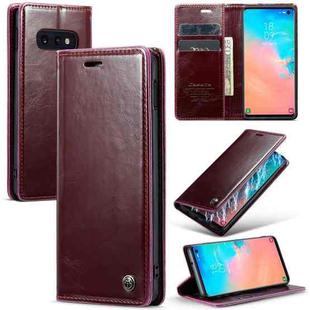 For Samsung Galaxy S10e CaseMe 003 Crazy Horse Texture Leather Phone Case(Wine Red)
