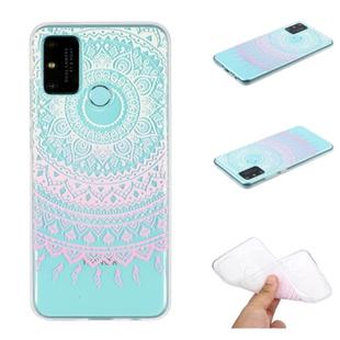For Huawei Honor 9A Coloured Drawing Pattern Transparent TPU Case(Pink Flower)