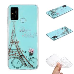 For Huawei Honor 9A Coloured Drawing Pattern Transparent TPU Case(Tower and Bicyle)