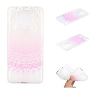 For Xiaomi Redmi K30 Pro Coloured Drawing Pattern Transparent TPU Case(Pink Flower)