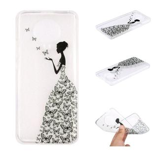 For Xiaomi Redmi K30 Pro Coloured Drawing Pattern Transparent TPU Case(Butterflies and Girl)