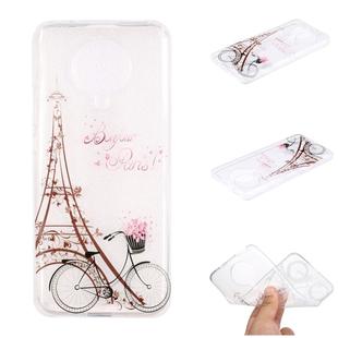 For Xiaomi Redmi K30 Pro Coloured Drawing Pattern Transparent TPU Case(Tower and Bicyle)