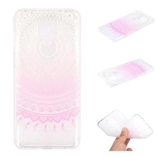 For Xiaomi Redmi Note 9 Pro Coloured Drawing Pattern Transparent TPU Case(Pink Flower)