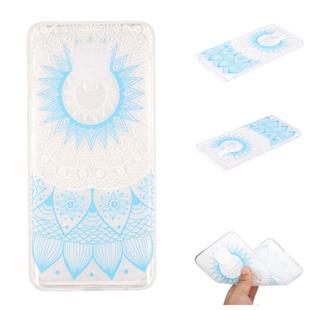 For Xiaomi Redmi Note 9 Pro Coloured Drawing Pattern Transparent TPU Case(Blue Flower)