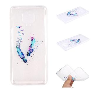 For Xiaomi Redmi Note 9 Pro Coloured Drawing Pattern Transparent TPU Case(Feather)