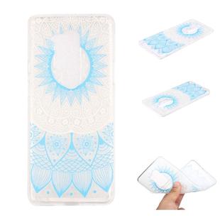 For OnePlus 8 Pro Coloured Drawing Pattern Transparent TPU Case(Blue Flower)