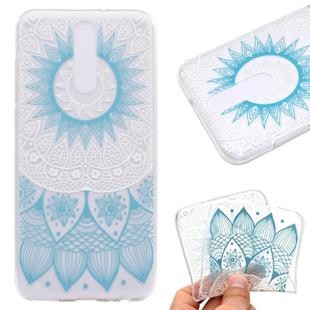 For OnePlus 8 Coloured Drawing Pattern Transparent TPU Case(Blue Flower)