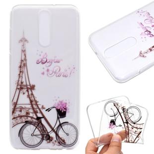 For OnePlus 8 Coloured Drawing Pattern Transparent TPU Case(Tower and Bicyle)