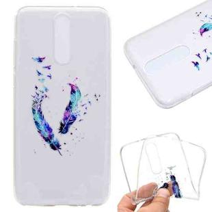 For OnePlus 8 Coloured Drawing Pattern Transparent TPU Case(Feather)