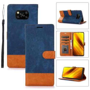 For Xiaomi Poco X3 NFC Splicing Leather Phone Case(Dark Blue)