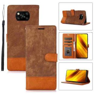 For Xiaomi Poco X3 NFC Splicing Leather Phone Case(Brown)