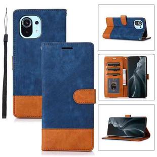 For Xiaomi Mi 11 Splicing Leather Phone Case(Dark Blue)