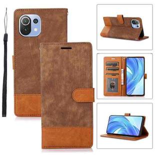 For Xiaomi Mi 11 Lite Splicing Leather Phone Case(Brown)