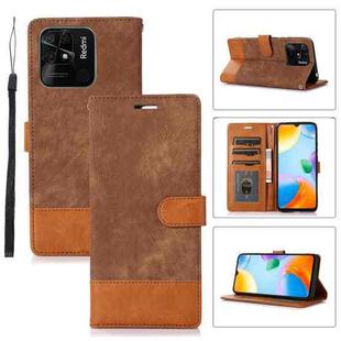 For Xiaomi Redmi 10 India Splicing Leather Phone Case(Brown)