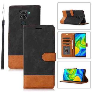 For Xiaomi Redmi Note 9 4G Splicing Leather Phone Case(Black)