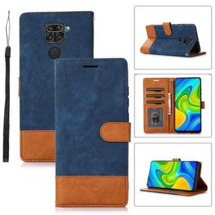 For Xiaomi Redmi Note 9 4G Splicing Leather Phone Case(Dark Blue)