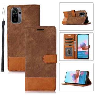 For Xiaomi Redmi Note 10 4G Splicing Leather Phone Case(Brown)