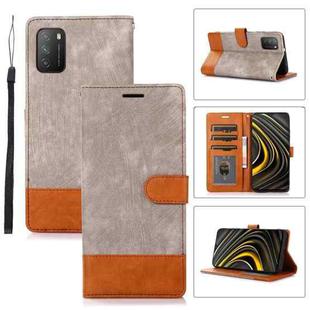 For Xiaomi Poco M3 Splicing Leather Phone Case(Grey)