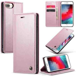 For iPhone 6 Plus/7 Plus/8 Plus CaseMe 003 Crazy Horse Texture Leather Phone Case(Rose Gold)