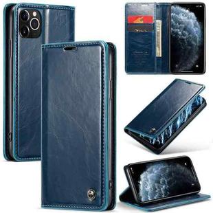 For iPhone 11 Pro Max CaseMe 003 Crazy Horse Texture Leather Phone Case(Blue)