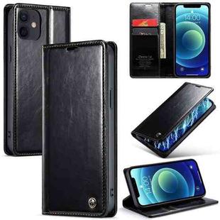 For iPhone 12 mini CaseMe 003 Crazy Horse Texture Leather Phone Case(Black)