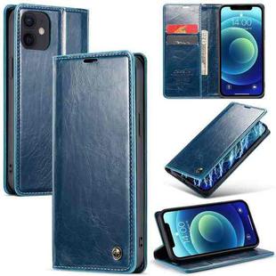 For iPhone 12 mini CaseMe 003 Crazy Horse Texture Leather Phone Case(Blue)